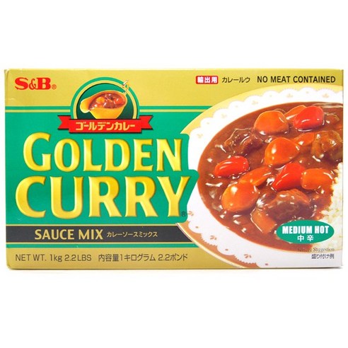일본 에스앤비 업소용 골든커리 골든카레 중간매운맛 커리 카레 고형, 1개, 1kg