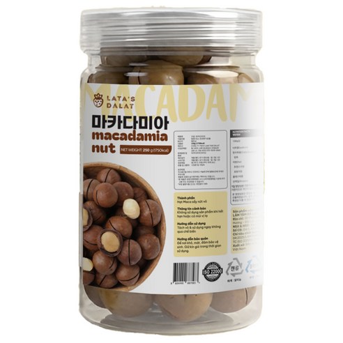 라타스달랏 특대사이즈 마카다미아 속이꽉찬 까먹는 대과 무첨가, 1개, 250g