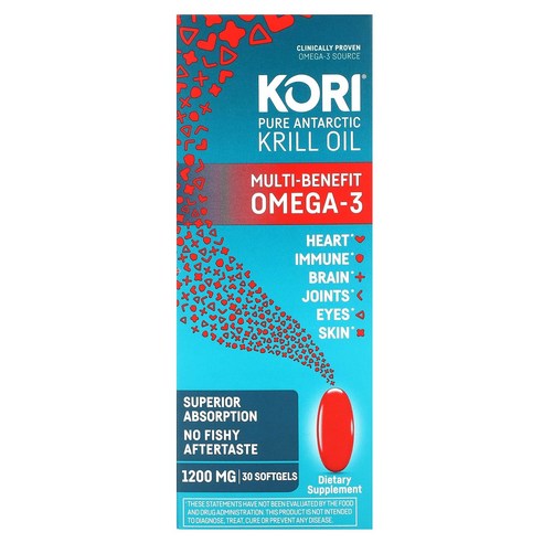 Kori, 순수 남극 크릴 오일, 다기능 오메가3, 소프트젤 30정 Kori (코리)