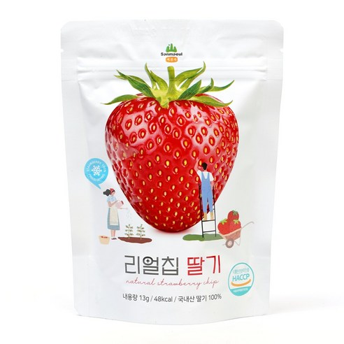산마을 동결건조 리얼칩 딸기 국내산 과일칩 아이간식, 13g, 5개
