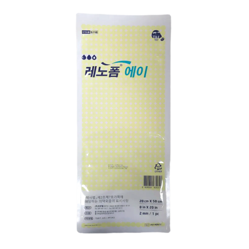 레노폼A 습윤밴드 재생밴드 친수성 폼드레싱 밴드 상처 화상 욕창 드레싱 20 x 50cm 5mm, 1개, 1개입