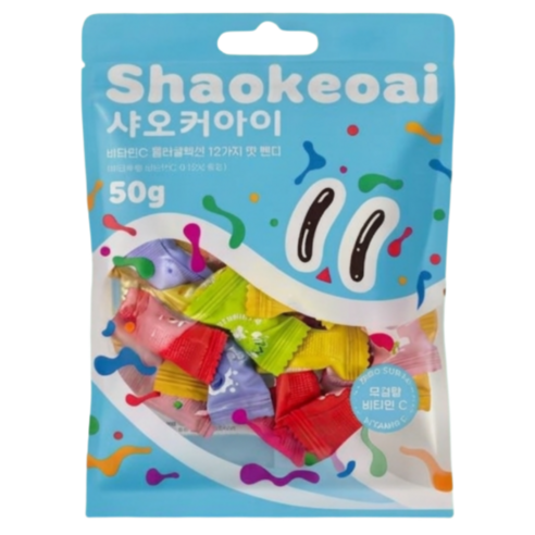 샤오커아이 민트향 무설탕 비타민C 믹스 과일사탕, 50g, 1개
