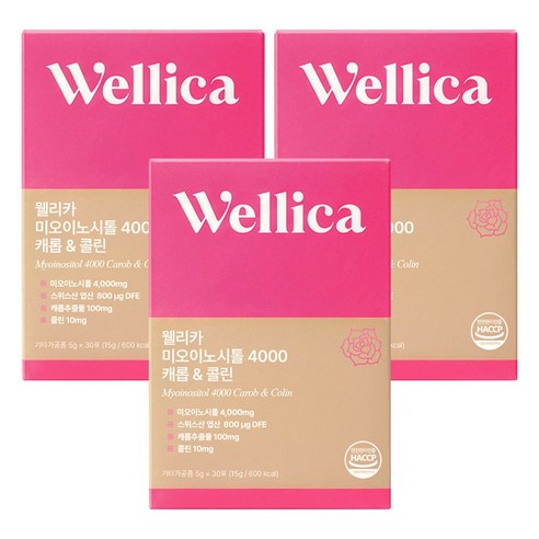 웰리카 프리미엄 미오이노시톨 4000 캐롭 & 콜린, 3개, 150g