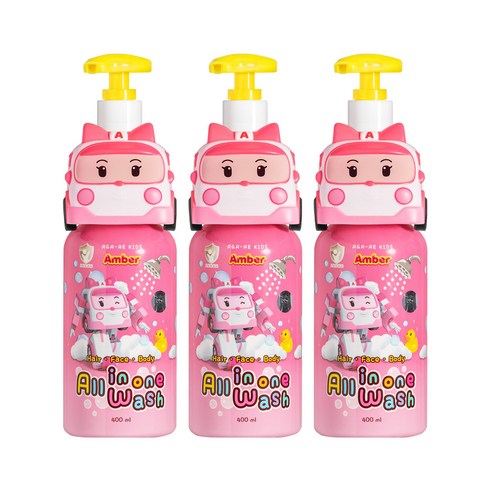 로보카폴리 아가애키즈 앰버 올인원워시 핑크, 3개, 400ml