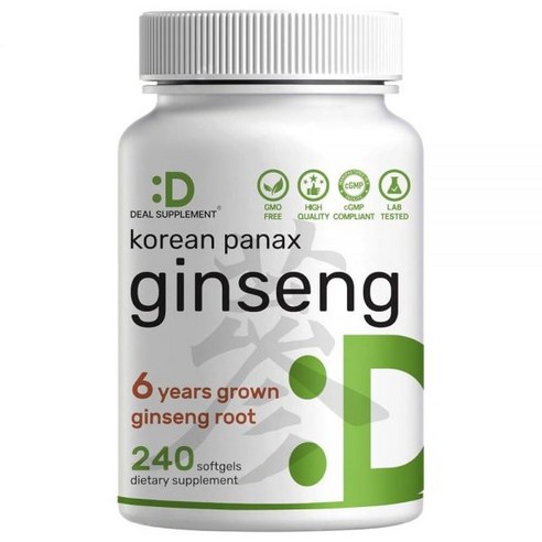Deal SUP 업plement 한국 홍삼 소프트젤 1500mg, 120개, 인세노사이드 15% 표준화, , 에너지 및 정신 - 고급 인삼 보충제