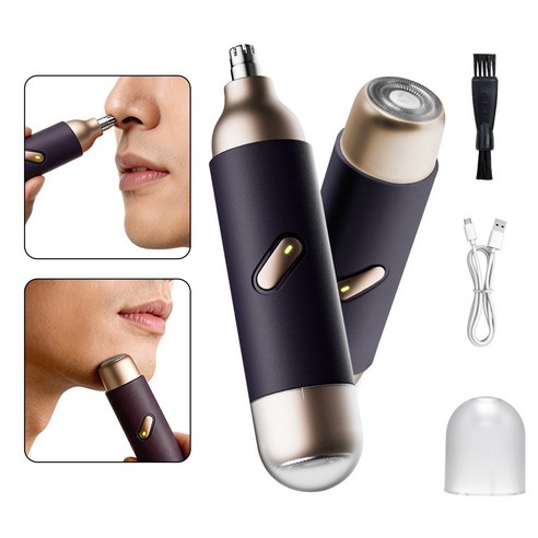 AURRA 2in1 코털 제거기 미니 코털 정리기 남성/여성 전동 코털깎이 콧털제거기 여행용