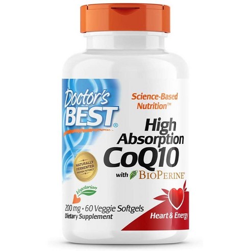 Doctor's Best 고흡수 CoQ10 200mg 베지 캡, 60정, 1개