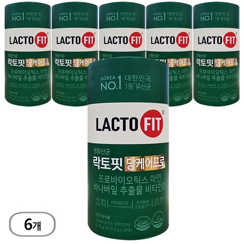 하루1포 락토핏 당케어프로 혈당유산균 바나바잎 pbs유산균 라토핏 락토피 홈쇼핑 건강 정품 랏토핏 라토픽, 60g, 6박스