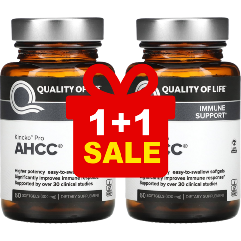 1+1 퀄리티 오브 라이프 AHCC RX 300mg 소프트젤 60정 / 해외직구 미국정품, 60정, 2개