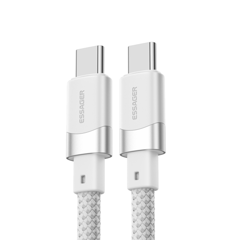 ESSAGER C-C 100W 마그네틱 고속 충전 케이블, 5A 480Mbps 데이터 전송, 1m, 화이트, 1개, 화이트, 1m