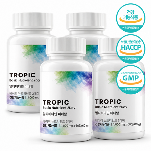 Tropic 베이직 뉴트리언트 2 데이 올인원 종합비타민, 4개, 60정