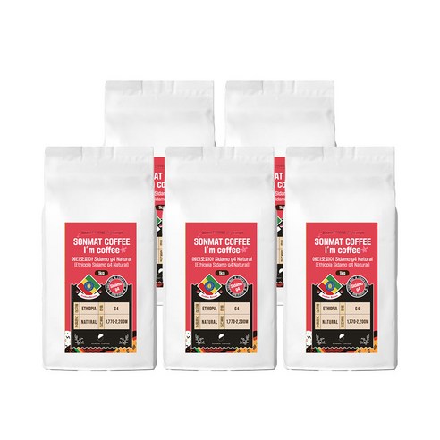 손맛커피 아이엠커피 에티오피아 시다모 G4 내추럴, 1kg, 5개, 홀빈(분쇄안함)