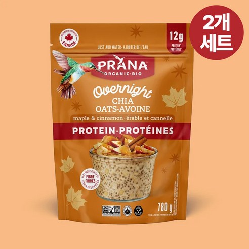 프라나 오버나이트 치아 오트 메이플 시나몬 맛 프로틴 780g 2개 세트 캐나다 코스트코