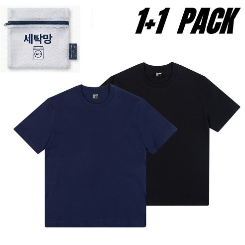 1+1 두꺼운 순면 레이어드 반팔 티셔츠 기본 라운드 속티