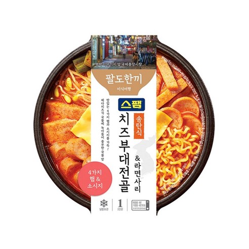 팔도한끼 송탄식 스팸치즈부대전골 라면사리 354g x 7개