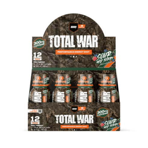 Total War Energy Shots 휴대용 카페인 부스터 사워 와일드 베리맛, 12개입, 88ml