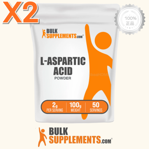 2팩 벌크서플리먼츠 L 아스파르트산 2g 100g 파우더 Aspartic Acid 보충제