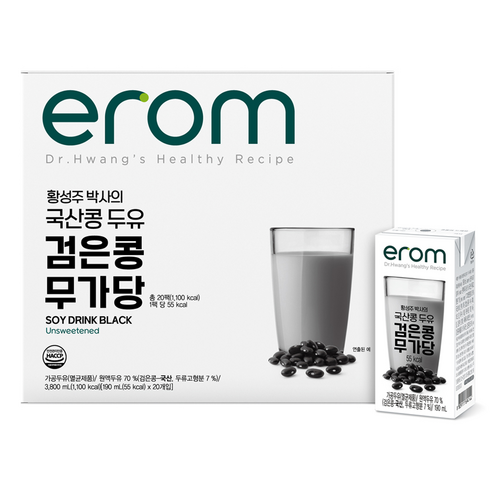 이롬 황성주 검은콩 무가당두유 190ml, 190ml, 40개