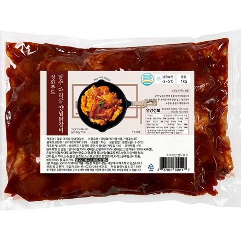 춘천 달수 양념 닭갈비 1kgx2팩 국내산냉장다리살+국내산고춧가루(우동사리1증정), 1kg, 2개