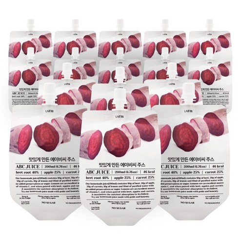 [라티브] 통째로 갈아 만든 과채 ABC 주스, 200ml, 60개