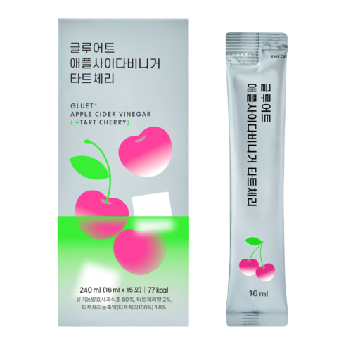 글루어트 애플사이다비니거 타트체리 사과식초 애사비 스틱 15포 240ml, 1박스