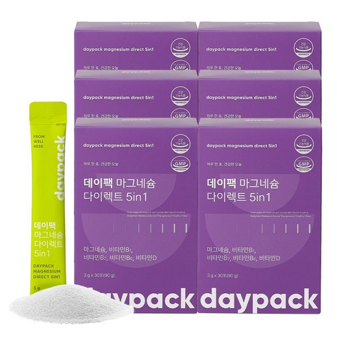 데이팩 마그네슘 350mg 비타민B 가루 분말스틱, 6개