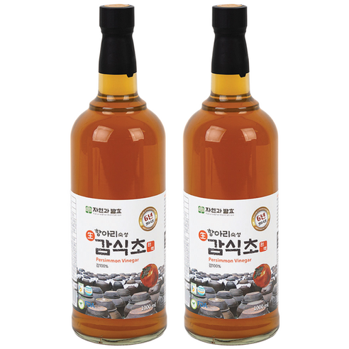 자연과발효 6년숙성 자연발효 감식초 1리터 항아리숙성 유리병, 2개, 1L