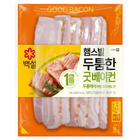 CJ제일제당 [CJ제일제당] 백설 햄스빌 두툼한 굿베이컨 340g x 3개, 340g, 3개