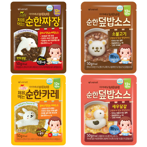 [아이배냇] 베베 이유식 순한 덮밥소스 8개+물티슈100매, 1세트, 순한 소불고기 4개+순한 새우달걀 4개, 50g