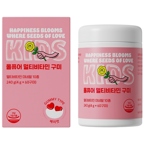 비비드몽타주 올퓨어 키즈 멀티비타민 구미 60개입, 1개월분