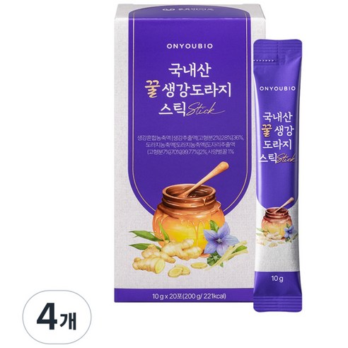[온유바이오] 우리땅에서 자란 귀한 국내산 꿀생강 도라지 스틱 20포 1BOX