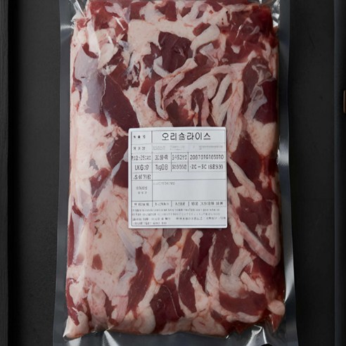 냉장 생오리 슬라이스 1kg 3개 국내산 신선한 (냉장) 생오리고기 로스 HACCP 당일손질 오리고기 오리슬라이스, 1kg, 3개