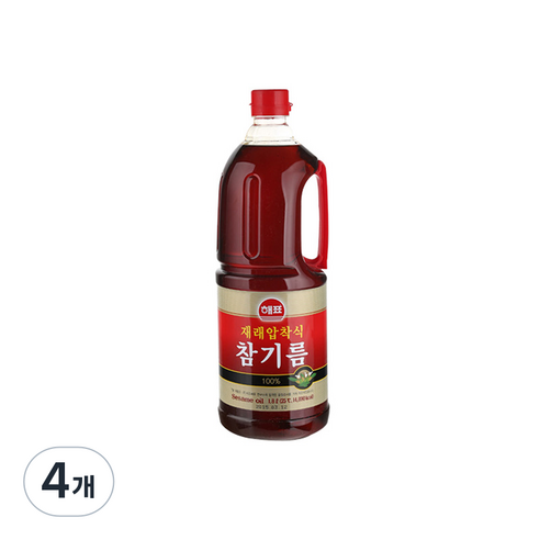 해표 재래식압착 참기름, 1.8L, 4개