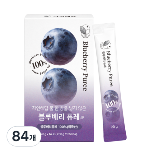 자연해답 물 한 방울 넣지 않은 블루베리 퓨레, 84개, 20g