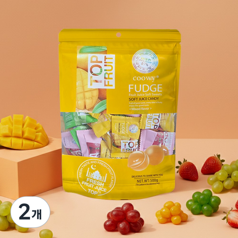 coowy 쿠위 탑젤리 3가지 믹스맛 (망고,청포도,딸기), 2개, 500g