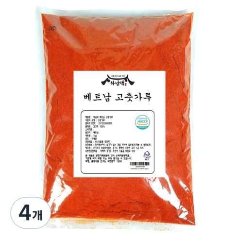 [하남댁] 베트남 고운 고춧가루 소스용 떡볶이용 아주 매운맛, 4개, 500g