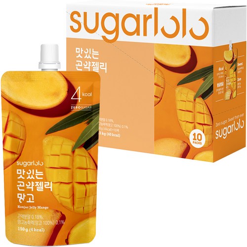 슈가로로 맛있는 곤약젤리 망고, 150g, 10개