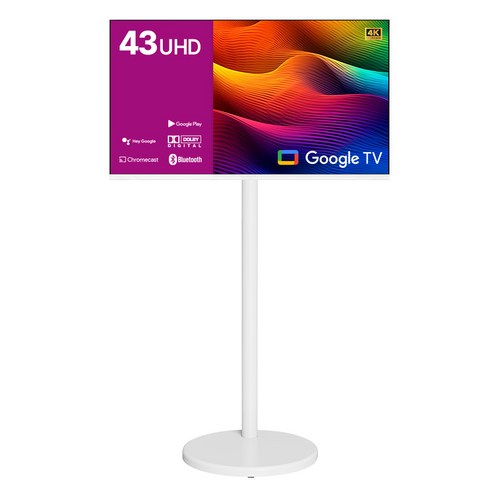 와이드뷰 4K UHD 구글 스마트 TV + 삼탠바이미 이동식 거치대 화이트 세트, 109cm(43인치), GTWV430UHD(TV), EKWBYME38(거치대), 스탠드형, 고객직접설치