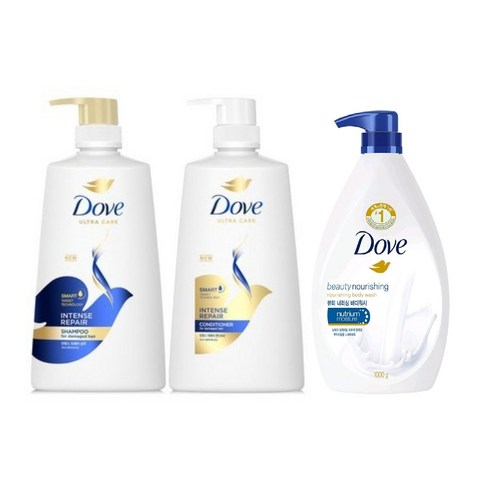 도브 인텐스 리페어 샴푸 & 린스 + 바디워시 뷰티너리싱 세트, 1개, 1kg