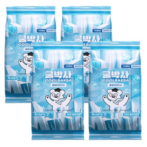 쿨박사 쿨링티슈 데오티슈 데오드란트 휴대용 15매입, 4개, 103ml