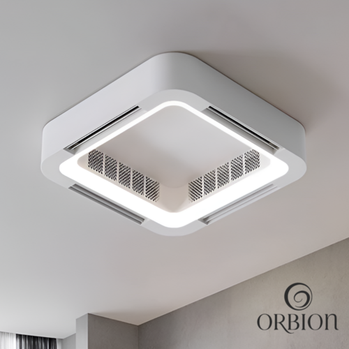 [오르비온] 사방바람 천장형 선풍기 실링팬 LED 조명 안방 천장 무소음, 본품+리모컨