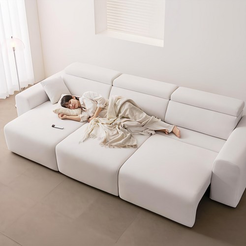 라자가구 미노르 4인용 소파 모션 리클라이너 슬라이드 무빙 패브릭 쇼파, 4인소파 아이보리