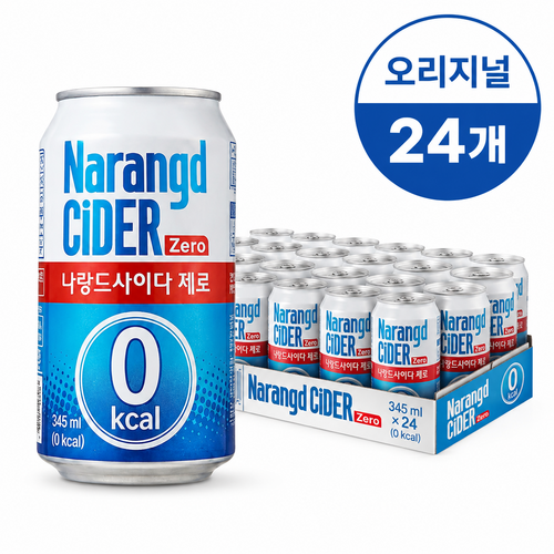 나랑드사이다 제로 뚱캔 오리지널 24캔, 1박스, 345ml