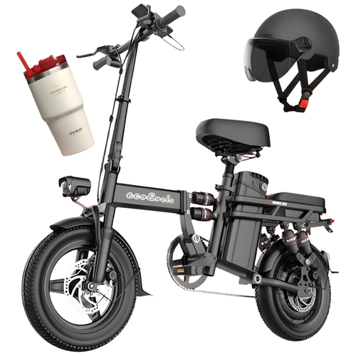 에코e벨로 전기 자전거 접이식 자토바이 48v 14인치 pas 2인용 광폭타이어 블랙, brown, 스틸