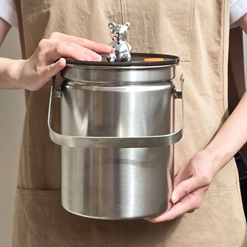 지엔베르그 음식물 쓰레기통 3L 스텐 밀폐 진공 냄새차단 반영구적사용