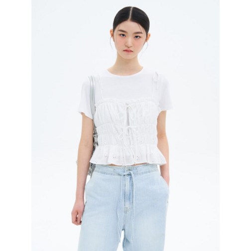 (국내매장정품) 에잇세컨즈 8SECONDS 아일렛 끈 블라우스 화이트 165565AY21 251488