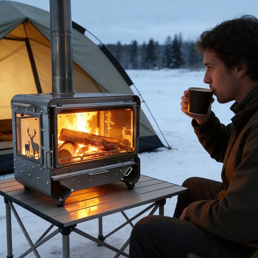 캠핑가든용 3면 파노라마 뷰 파이어워  효율적인 연소와 매력적인 불빛의 분위기, 1개, War hammer