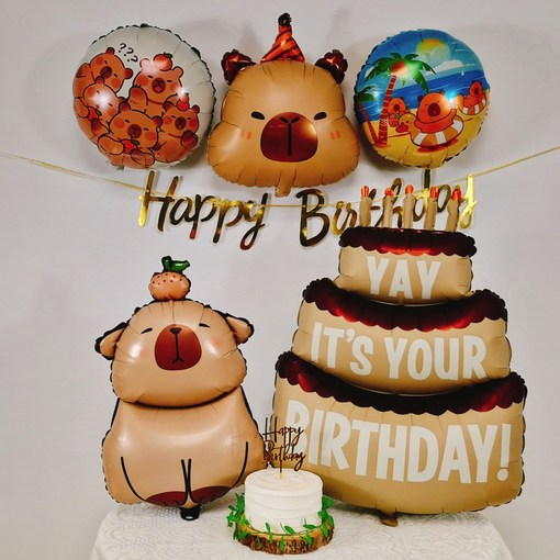 스마일파티 카피바라 생일 파티 풍선 장식, 1세트