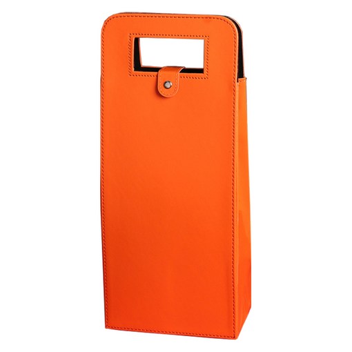 체리스팟 가죽 와인 캐리어 더블 와인 커버 파우치 주류 가방, 1개, 오렌지