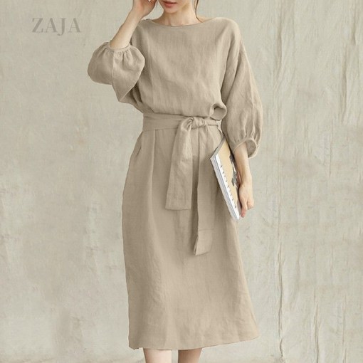 ZAJA 여성 봄 가을 빅사이즈 원피스 A라인 데일리 오버핏 하객룩
